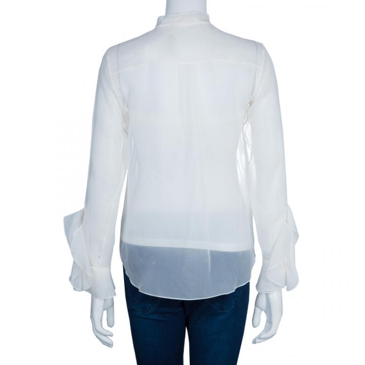 مملوكة مسبقًا Chloe White Organza Shirt S