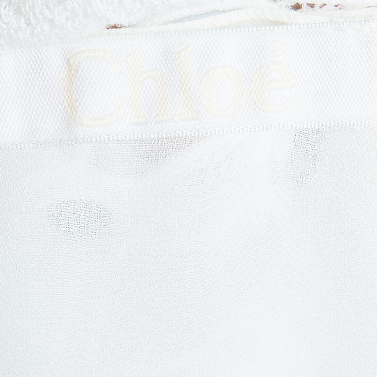 Pre Owned Chloe White Scalloped Lace Overlay Sleeveless Top S