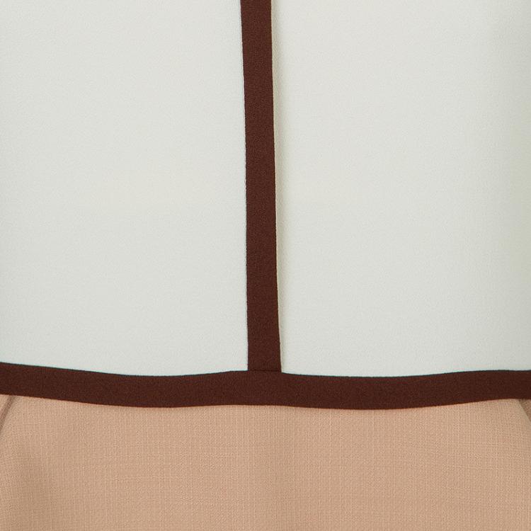 Pre Owned Chloe Cream and Brown Long Sleeve Shift Dress M