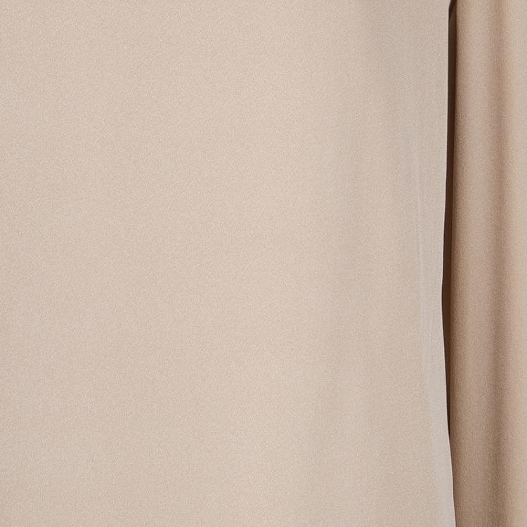 Pre Owned Chloe Beige Embellished Long Sleeve Silk Blouse L