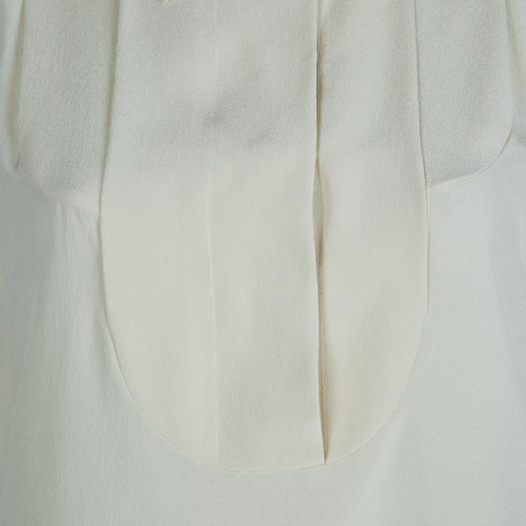 Pre Owned Chloe Cream Silk Long Sleeve Blouse S