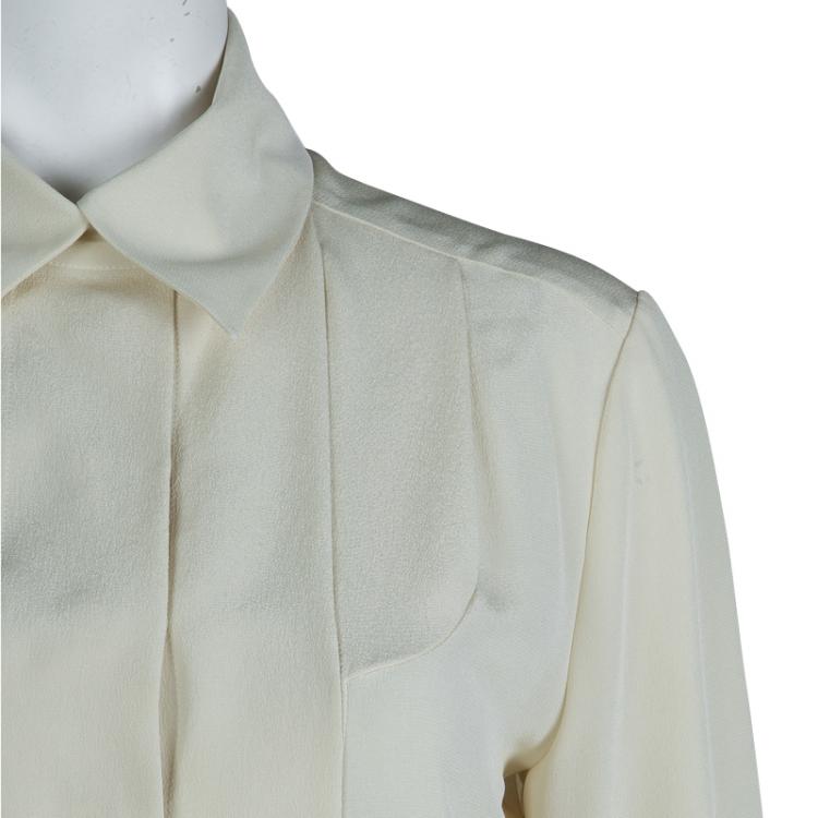 Pre Owned Chloe Cream Silk Long Sleeve Blouse S