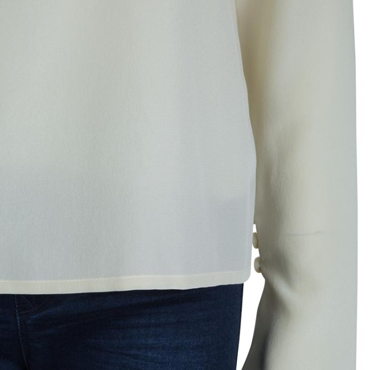 Pre Owned Chloe Cream Silk Long Sleeve Blouse S