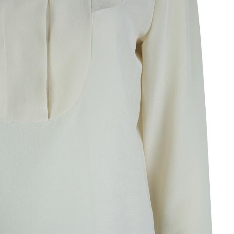 Pre Owned Chloe Cream Silk Long Sleeve Blouse S