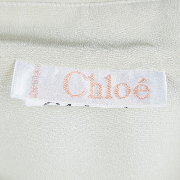 Pre Owned Chloe Cream Silk Long Sleeve Blouse S