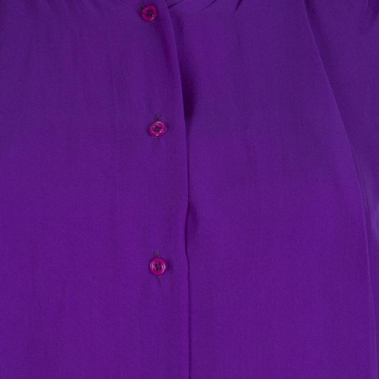 Pre Owned Chloe Purple Silk Buttondown Sleeveless Blouse S