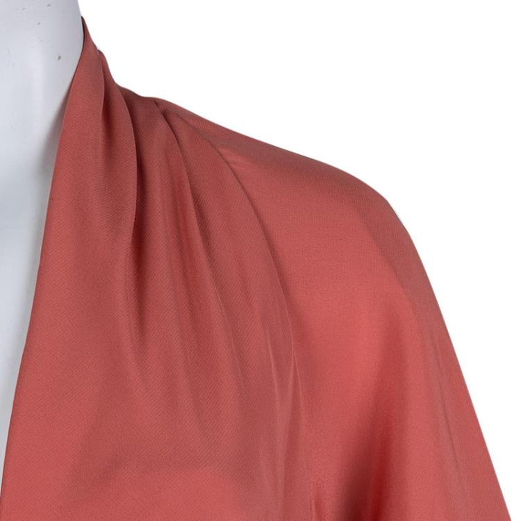 Pre Owned Chloe Salmon Pink Silk Petal Sleeve Maxi Dress M