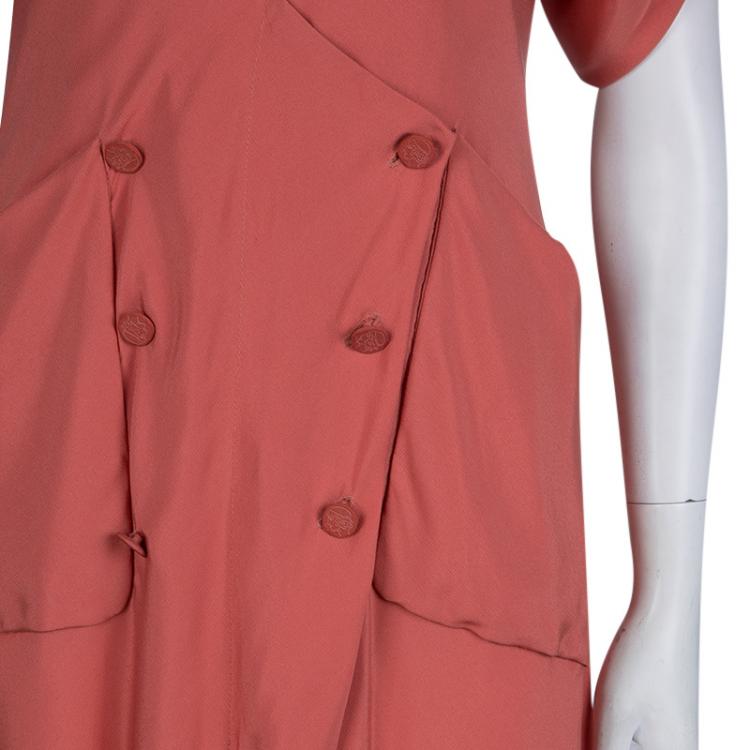 Pre Owned Chloe Salmon Pink Silk Petal Sleeve Maxi Dress M