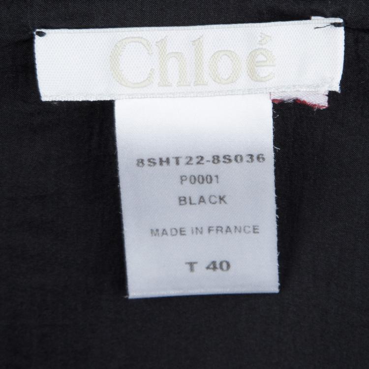 مملوكة مسبقًا Chloe Black Silk Beaded Sleeveless Draped Top M