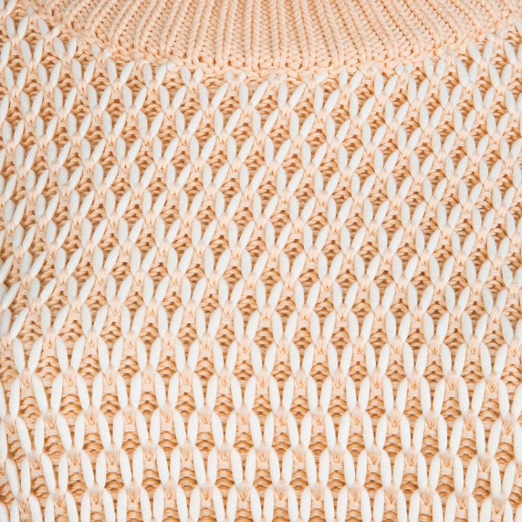 Pre Owned Chloe Peach and White Chunky Knit Sweater M