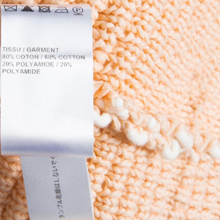 Pre Owned Chloe Peach and White Chunky Knit Sweater M