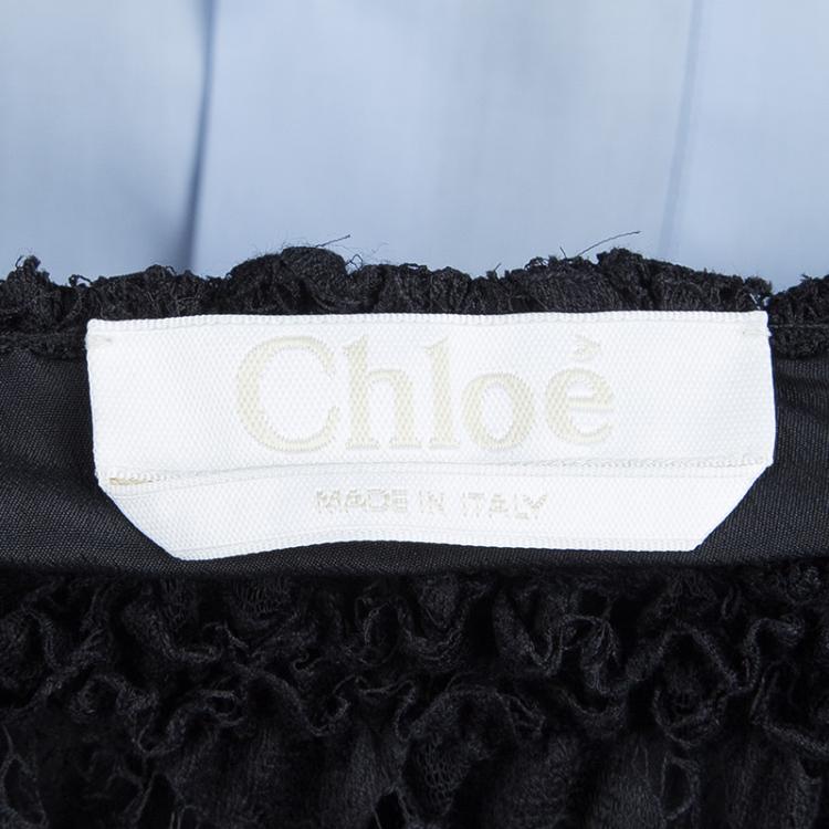 Pre Owned Chloe Black Lace Drop Waist Long Sleeve Dress M