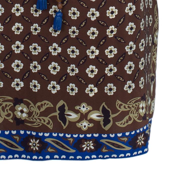 Pre Owned Chloe Multicolor Tile Print Belted Dress M