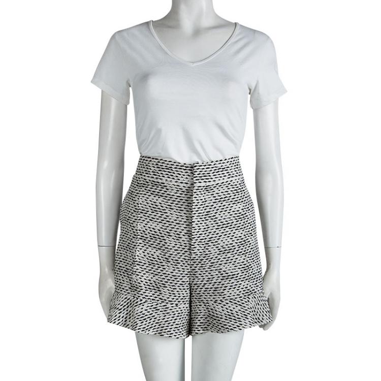 Pre Owned Chloe Monochrome Textured High Waist Shorts M