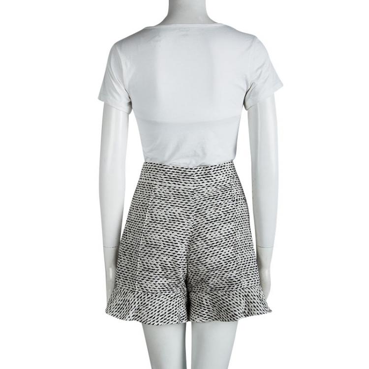 Pre Owned Chloe Monochrome Textured High Waist Shorts M