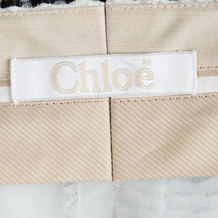 Pre Owned Chloe Monochrome Textured High Waist Shorts M