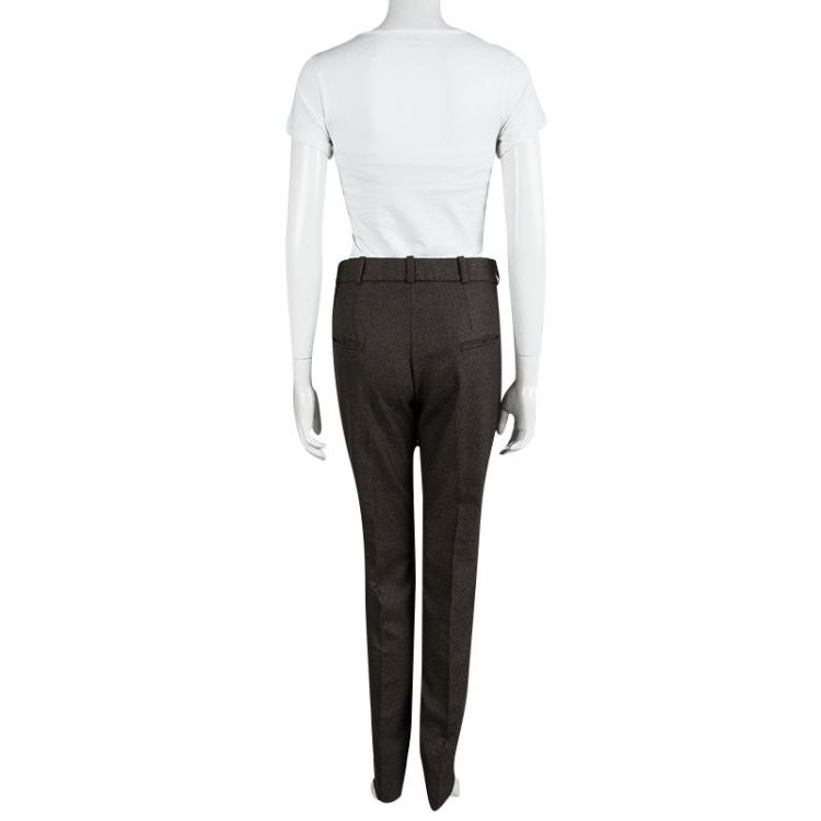 Pre Owned Chloe Brown Wool Straight Fit Trousers M