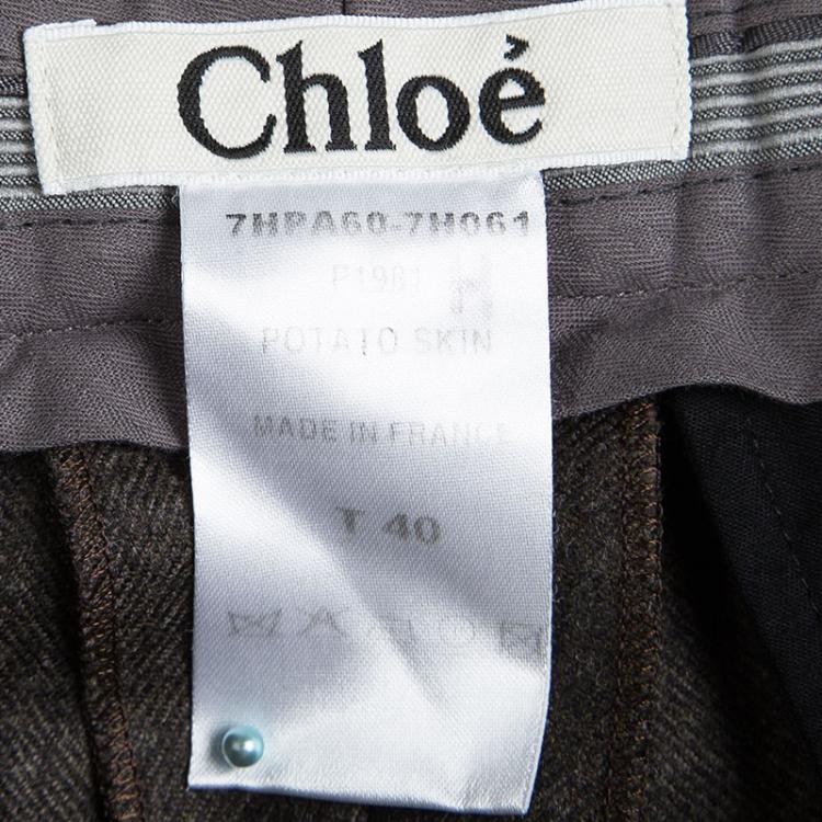 Pre Owned Chloe Brown Wool Straight Fit Trousers M