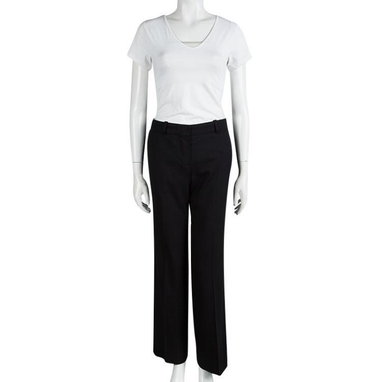 Pre Owned Chloe Black Wool Straight Fit Trousers M