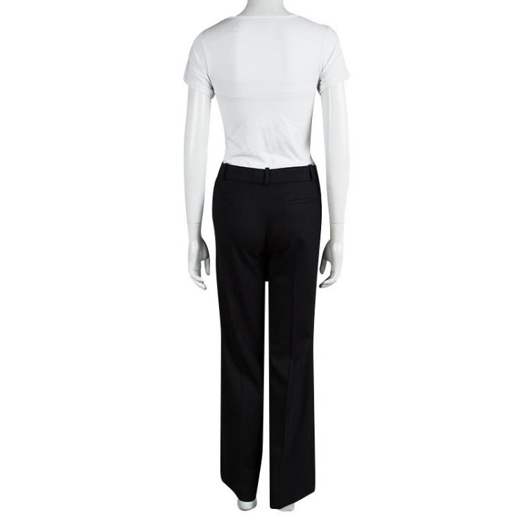 Pre Owned Chloe Black Wool Straight Fit Trousers M