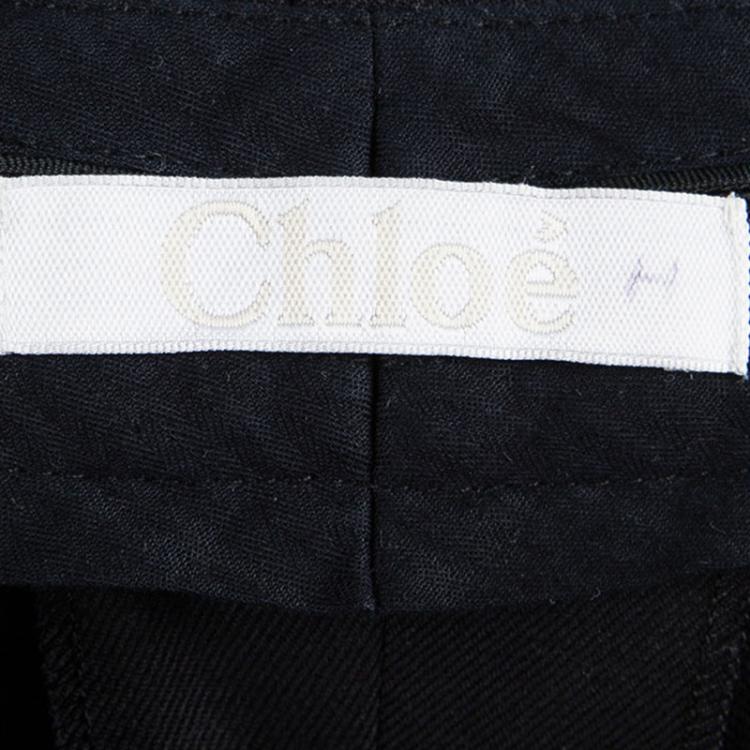 Pre Owned Chloe Black Wool Straight Fit Trousers M