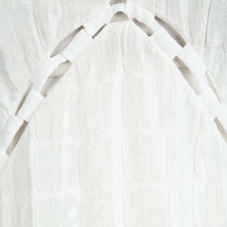 Pre Owned Chloe Cream Sleeveless V-Neck Tie Detail Sheer Dress M