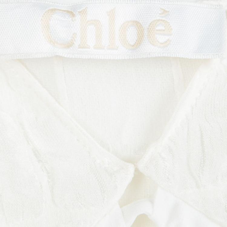 Pre Owned Chloe Cream Sleeveless V-Neck Tie Detail Sheer Dress M