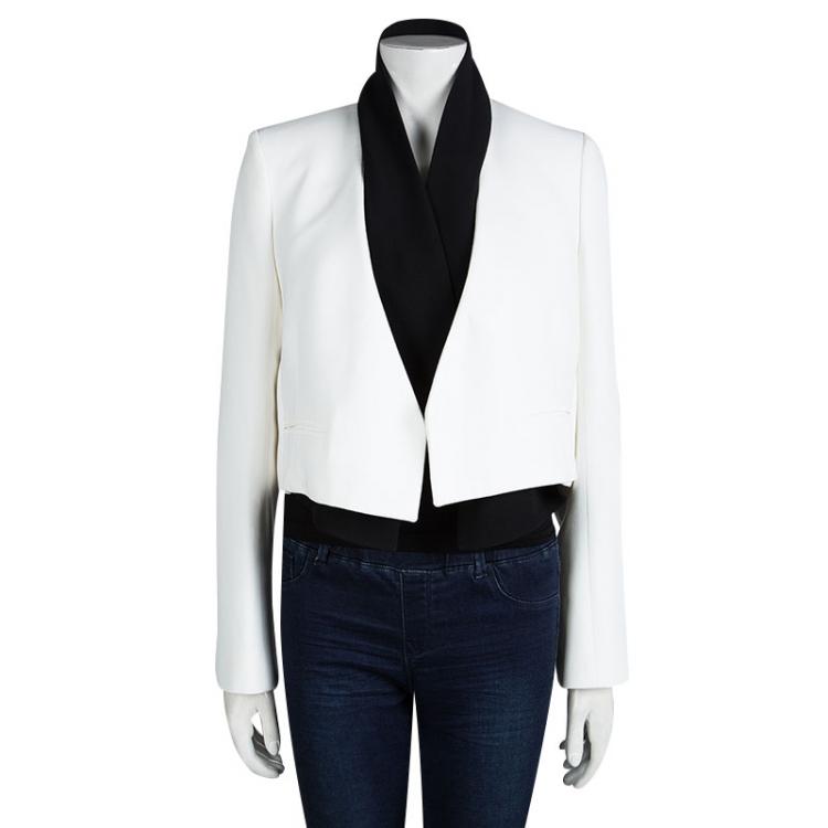 Pre Owned Chloe White Faux Double Layer Blazer M