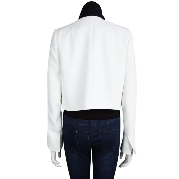 Pre Owned Chloe White Faux Double Layer Blazer M