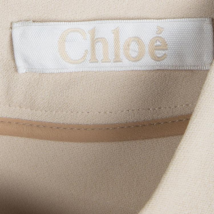 Pre Owned Chloe Cream Textured Front Detail Sleeveless Top S