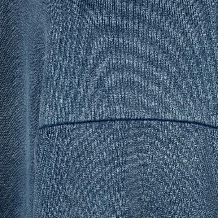 Pre Owned Chloe Blue Washed Indigo Knit Kangaroo Pocket Hooded Oversized Poncho XS/S