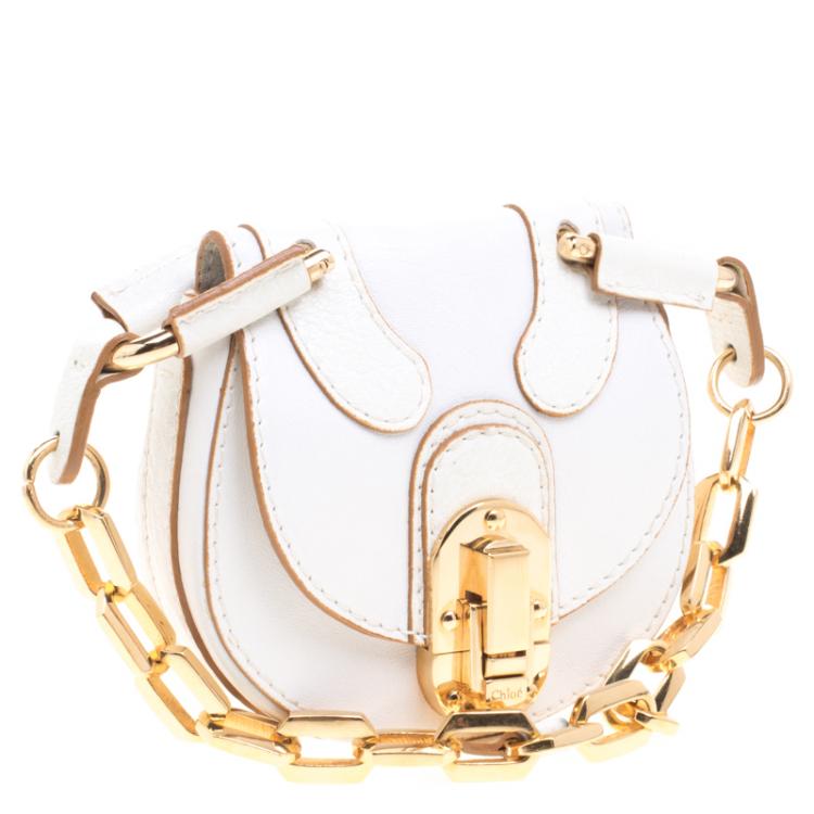 Pre Owned Chloe White Leather Chain Pouch