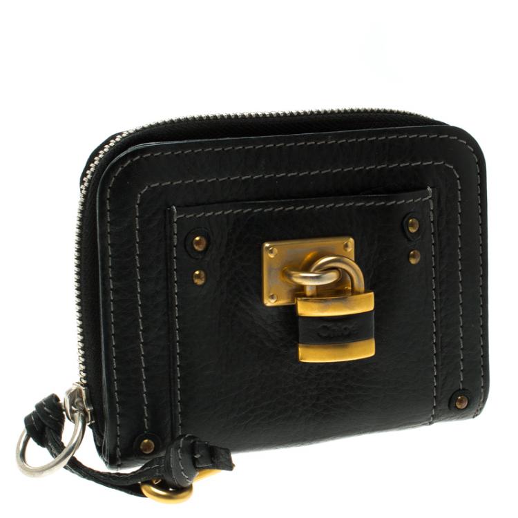 Pre Owned Chloe Black Leather Paddington Small Wallet