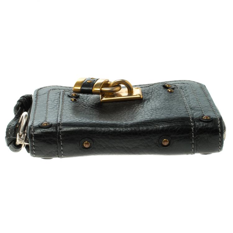 Pre Owned Chloe Black Leather Paddington Small Wallet
