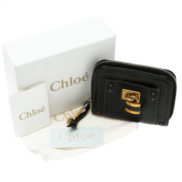 Pre Owned Chloe Black Leather Paddington Small Wallet