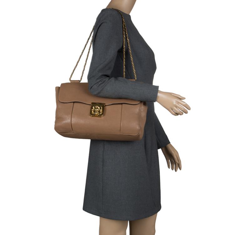 Pre Owned Chloe Brown Leather Large Elsie Shoulder Bag