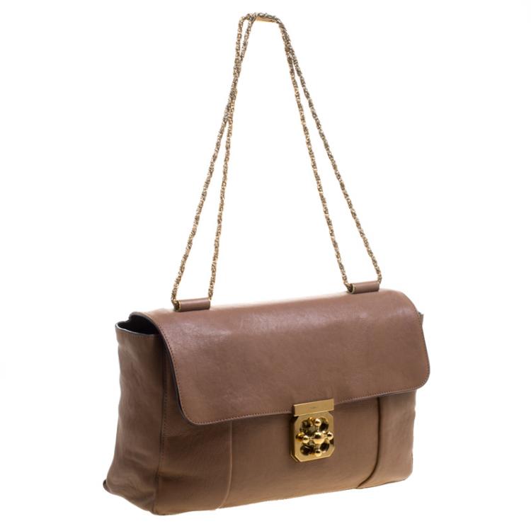 Pre Owned Chloe Brown Leather Large Elsie Shoulder Bag