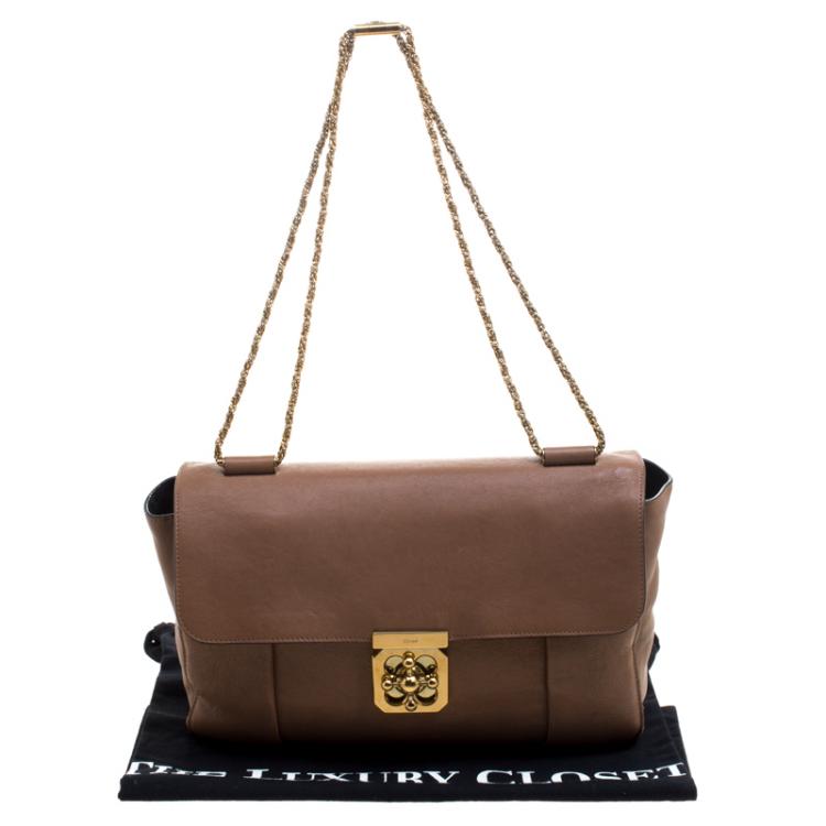 Pre Owned Chloe Brown Leather Large Elsie Shoulder Bag