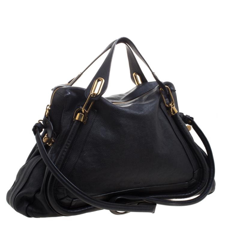Pre Owned Chloe Black Leather Large Paraty Shoulder Bag