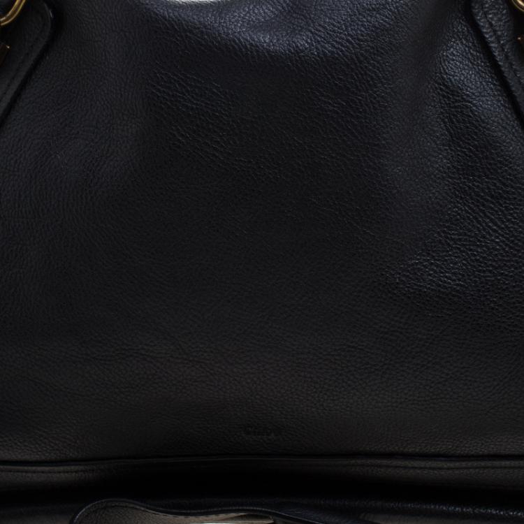 Pre Owned Chloe Black Leather Large Paraty Shoulder Bag