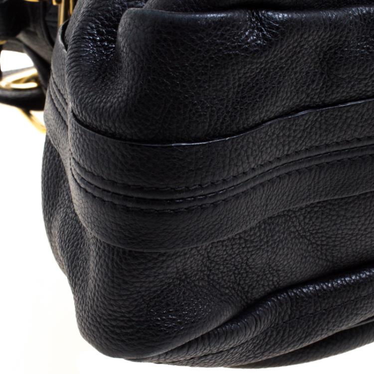 Pre Owned Chloe Black Leather Large Paraty Shoulder Bag