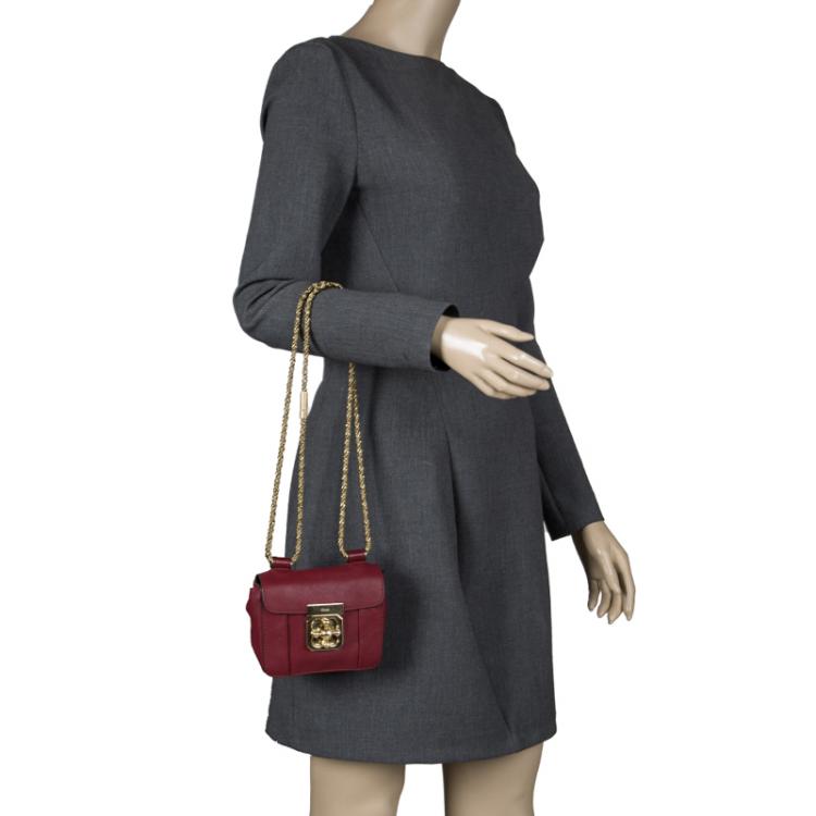مملوكة مسبقًا Chloe Red Leather Mini Elsie Crossbody Bag