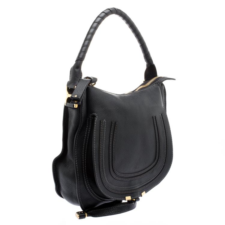 Pre Owned Chloe Black Leather Medium Marcie Hobo