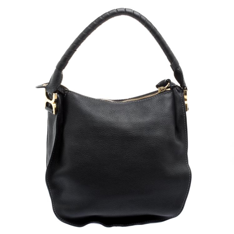 Pre Owned Chloe Black Leather Medium Marcie Hobo