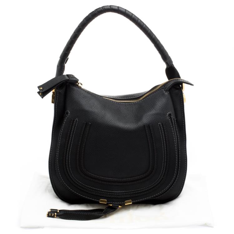 Pre Owned Chloe Black Leather Medium Marcie Hobo