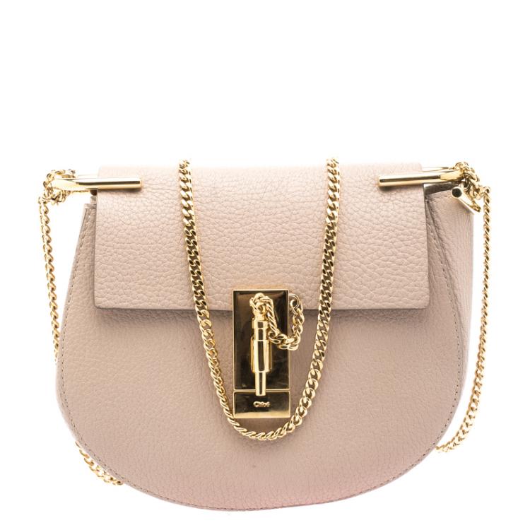 Chloe Beige Leather Small Drew Chain Crossbody Bag Chloe | The Luxury Closet