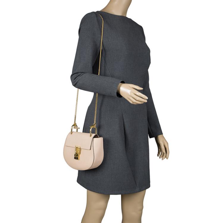 Pre Owned Chloe Beige Leather Small Drew Shoulder Bag