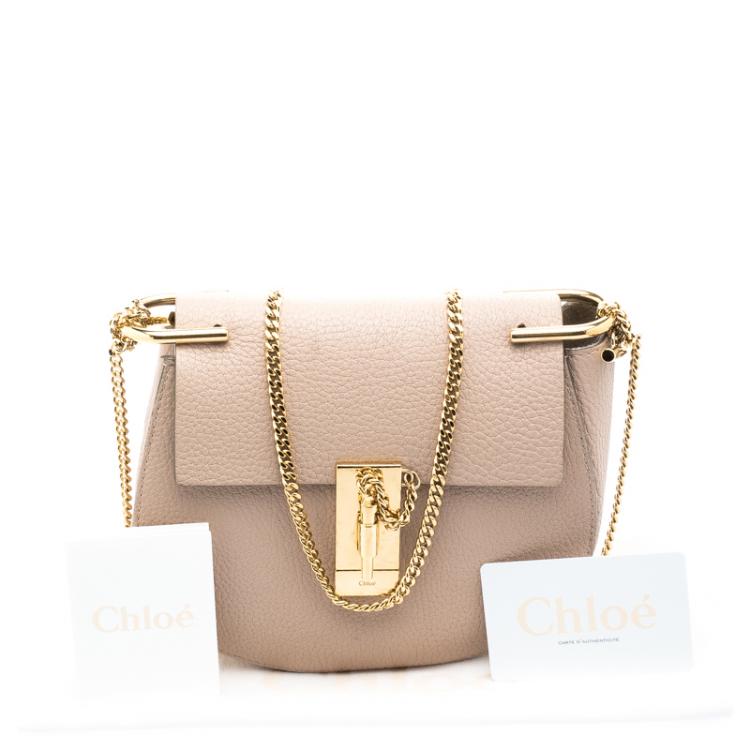 Pre Owned Chloe Beige Leather Small Drew Shoulder Bag
