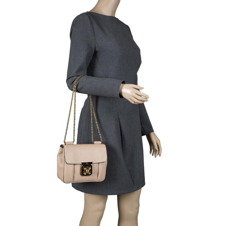Pre Owned Chloe Beige Leather Small Elsie Shoulder Bag
