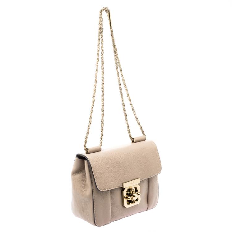 Pre Owned Chloe Beige Leather Small Elsie Shoulder Bag